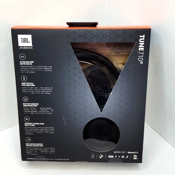JBL PURE BASS WIRELESS HEADPHONES,   TUNE 710BT, BLACK - Picture 3 of 8